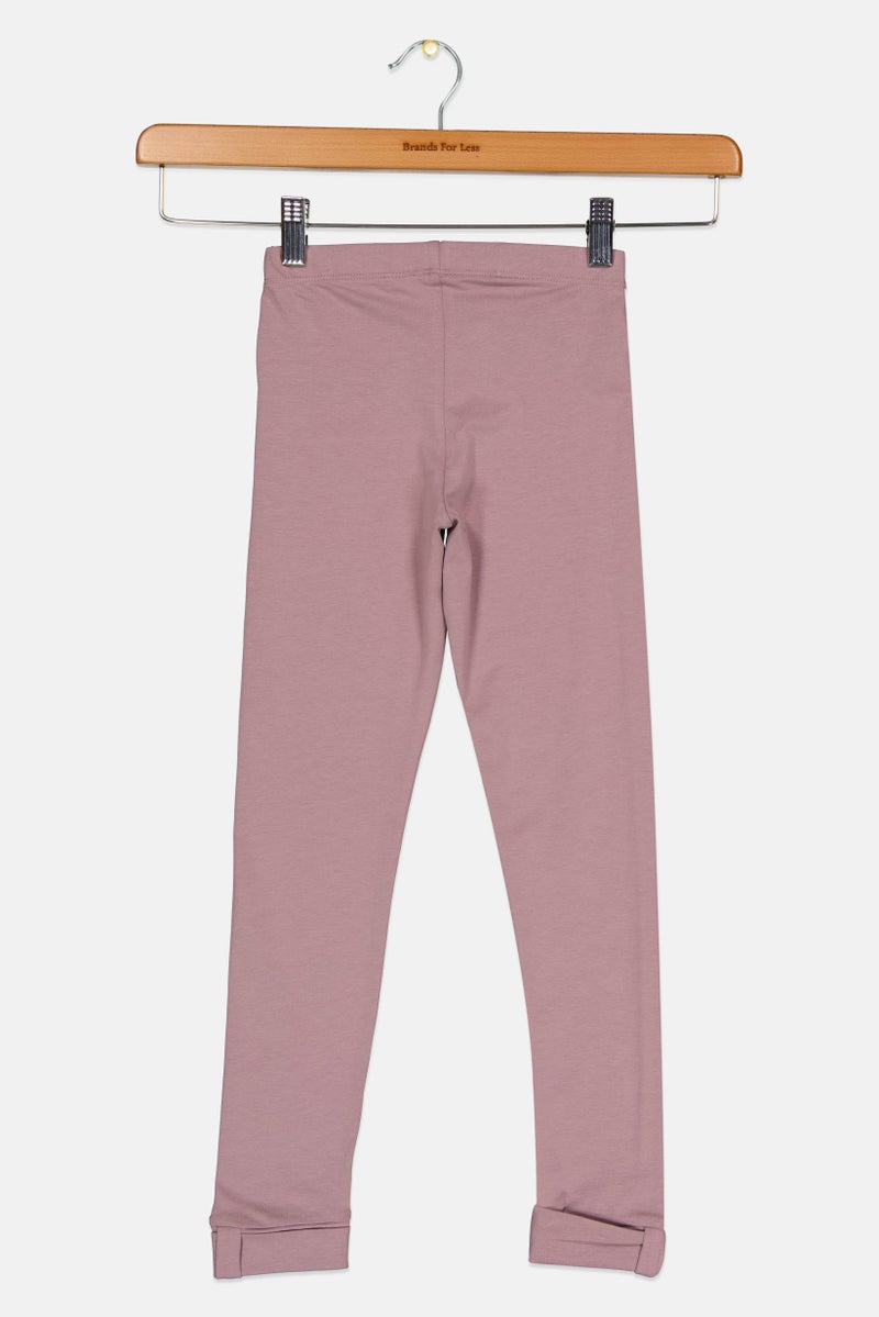 guppy Kids Girl Plain Pull On Leggings, Mauve - Image 2